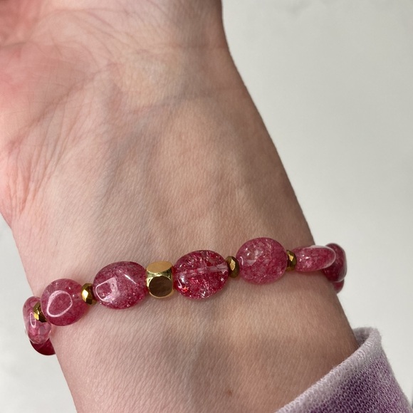 Cranberry sauce bracelet- strawberry Quartz gemstone - Picture 5 of 5